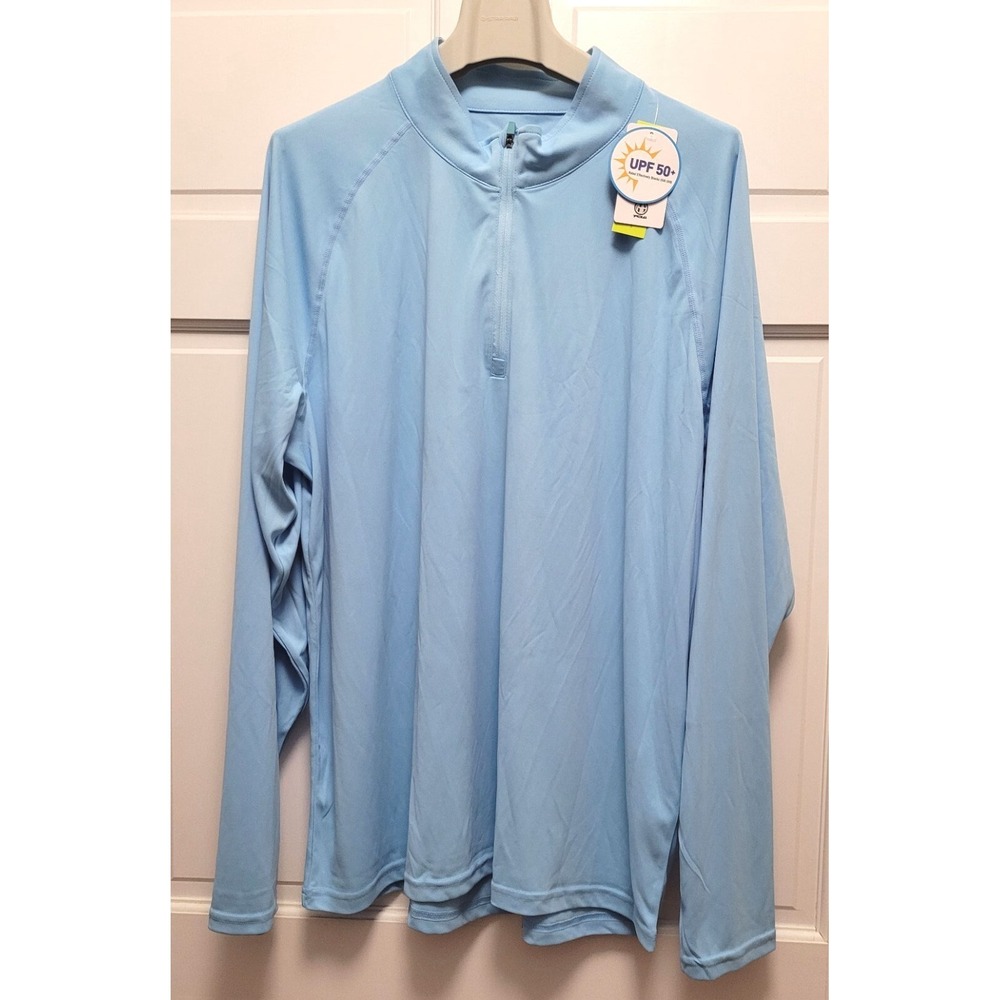 TSLA Men's 1/4 Zip Pullover Quick Dry Performance Running top - Ocean - 2XL